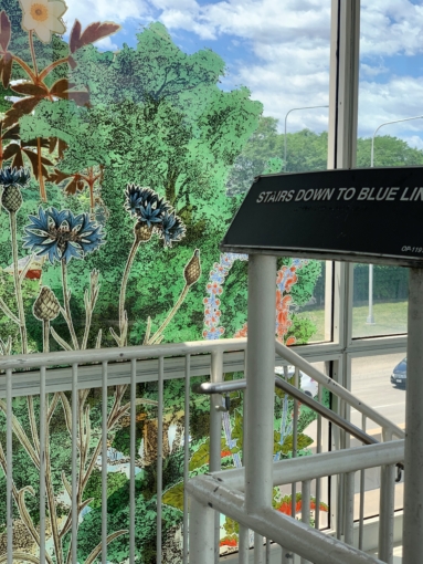 A piece of custom glass artwork designed by Francesco Simeti and printed on glass by Skyline Design architectural glass manufacturer and installed at CTA Addison Blue Line Train Station